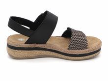 Afbeelding in Gallery-weergave laden, 153-91-014 Dames Sandalen Mode Rieker V0951-00 Zwart Combi (2974)