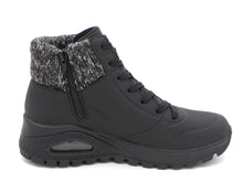 Afbeelding in Gallery-weergave laden, 172-99-030 Dames Hoge Schoenen Boot Plat Skechers Uno Rugged Darling Daze 167988 BLK Zwart (2200)