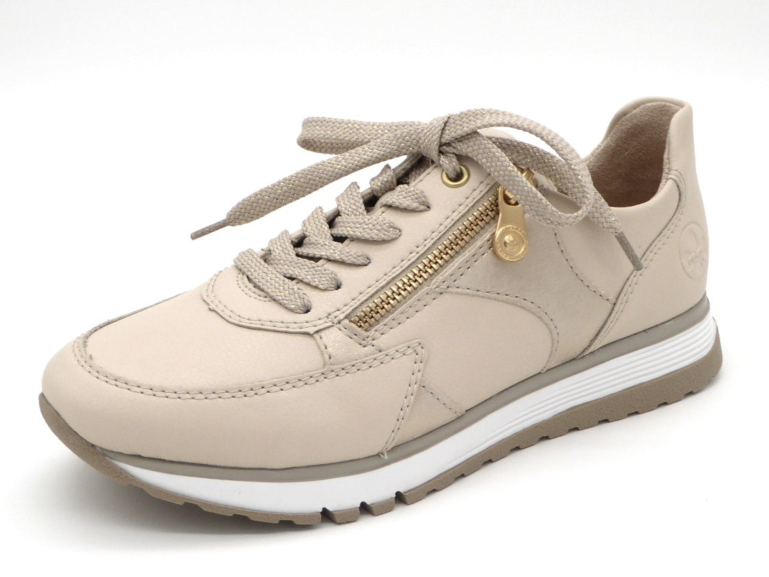133-11-018 Dames Veterschoenen Sneaker Rieker 49010-60 Lichtbeige Wijdte H (2983)