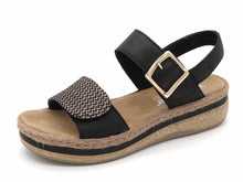 Afbeelding in Gallery-weergave laden, 153-91-014 Dames Sandalen Mode Rieker V0951-00 Zwart Combi (2974)
