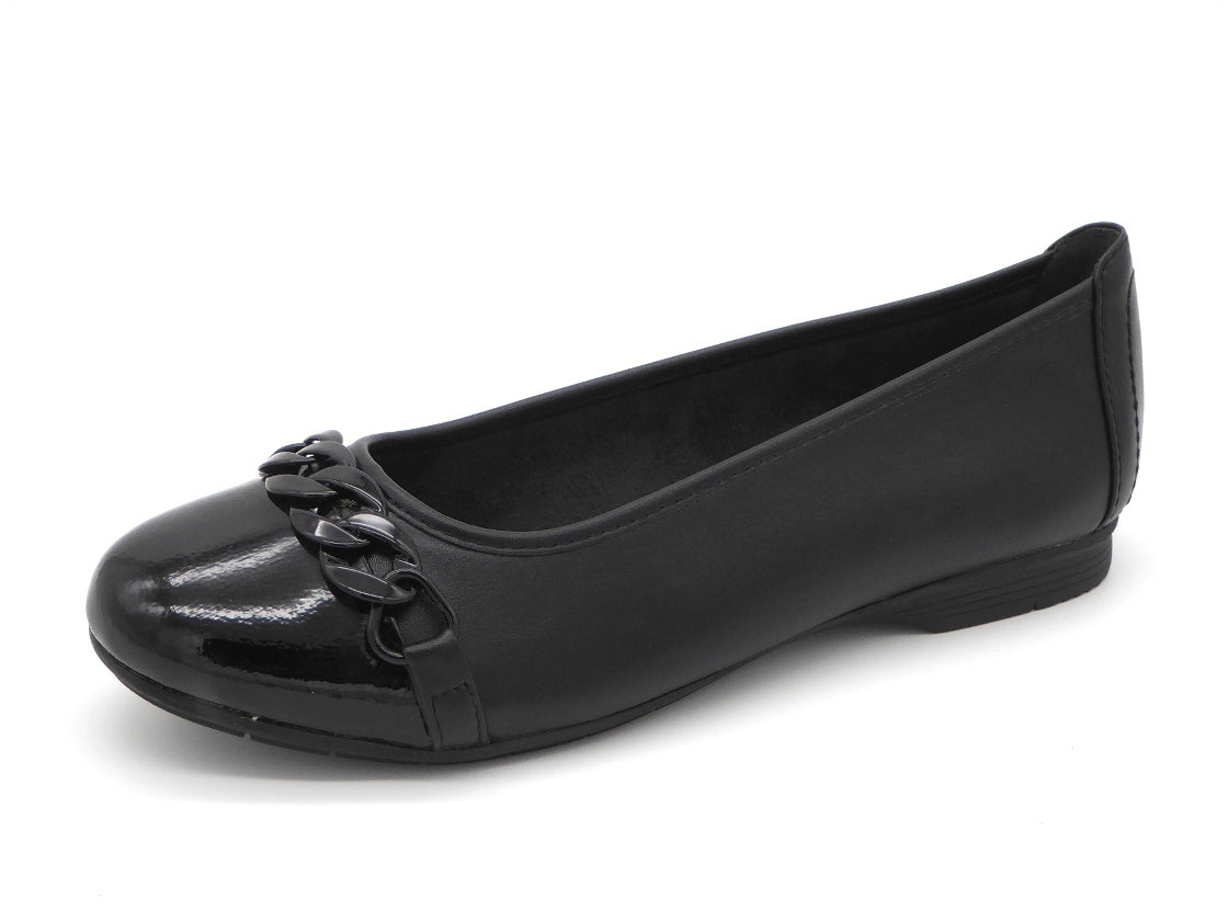 143-99-002 Dames Instappers Ballerina Jana 22165-001 Zwart Wijdte H (2898)
