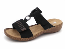 Afbeelding in Gallery-weergave laden, 163-99-008 Dames Open Slippers Mode Rieker 60881-00 Zwart (2980)
