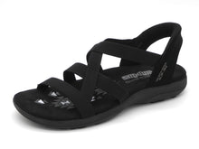 Afbeelding in Gallery-weergave laden, 152-99-015 Dames Sandalen Sportief Skechers Reggae Slim-Stretch Flex 163460 BBK Zwart (3624)