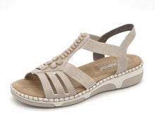 Afbeelding in Gallery-weergave laden, 153-15-014 Dames Sandalen Mode Rieker 66201-62 Middenbeige Wijdte H (3556)