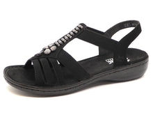 Afbeelding in Gallery-weergave laden, 153-99-012 Dames Sandalen Mode Rieker 60806-00 Zwart (2486)