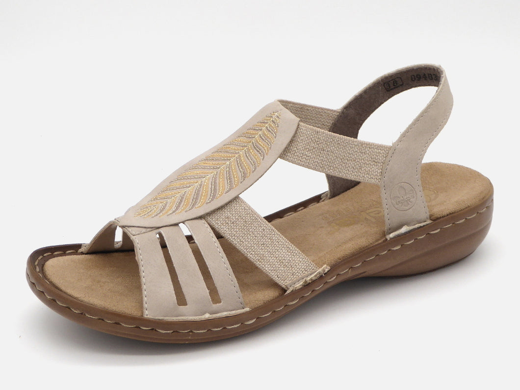 153-15-008 Dames Sandalen Mode Rieker 608C0-62 Middenbeige  (2973)