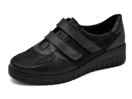 121-99-009 Dames Klittenband Schoenen Comfort Sens 1755-12811.001 Kisla 01 Zwart Wijdte K (3298)