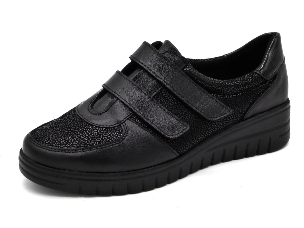 121-99-009 Dames Klittenband Schoenen Comfort Sens 1755-12811.001 Kisla 01 Zwart Wijdte K (3298)