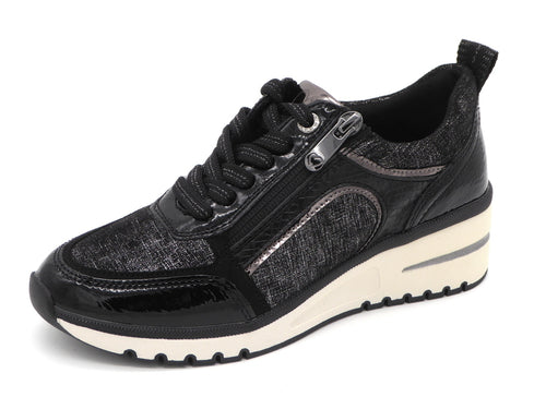 133-91-013 Dames Veterschoenen  Sneaker Marco Tozzi 23767-098 Zwart Combi  (3365)