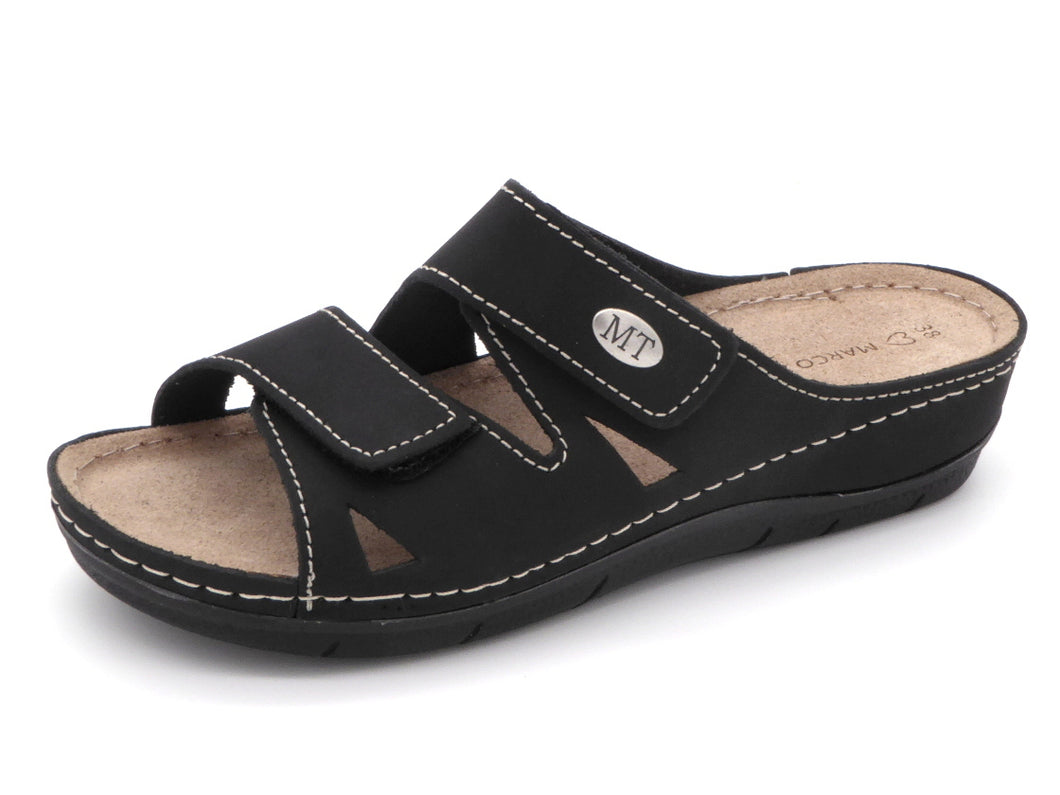 161-99-001 Dames Open Slippers Comfort Marco Tozzi 27512-001 Zwart (1732)