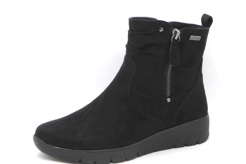172-99-066 Dames Hoge Schoenen Boot Plat Jana 26497-007 Zwart Wijdte H (3358)