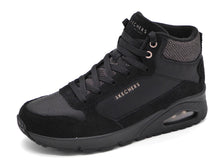 Afbeelding in Gallery-weergave laden, 172-99-070 Dames Hoge Schoenen Boot Plat Skechers Uno Stacre Shine 177181 BBK Zwart  (3434)
