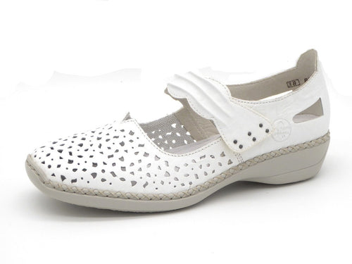 113-01-002 Dames Bandschoenen Mode Rieker 41399-80 Wit  (2966)