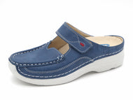 181-75-004 Dames Pantoffel-Muilen Leer Wolky Roll Slipper 0622736-804 Middenblauw  (3238)