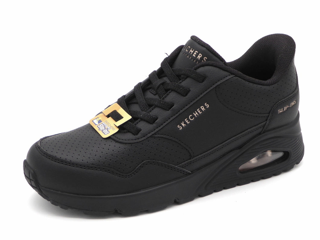 142-99-006 Dames Instappers Sportief Skechers Slip-Ins Uno Banksia Luxe 177118 BBK Zwart  (3442)