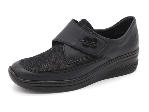 123-79-004 Dames Klittenband Schoenen Mode Rieker 487CO-15 Donkerblauw  (3314)