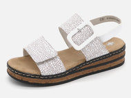 153-09-001 Dames Sandalen Mode Rieker 62950-80 Wit Combi  (2301)