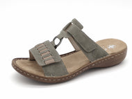 163-65-002 Dames Open Slippers Mode Rieker 60881-52 Middengroen  (2977)