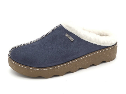 183-75-003 Dames Pantoffel-Muilen Gevoerd Rohde 6125-50 Middenblauw  (3423)