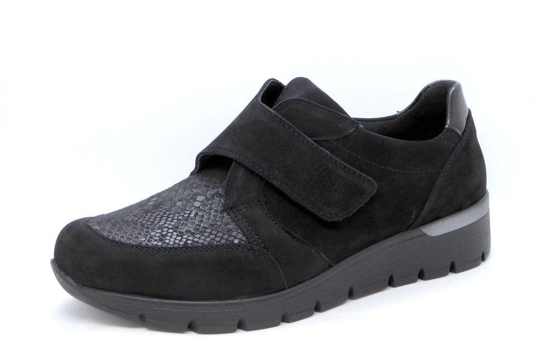 121-99-008 Dames Klittenband Schoenen Comfort Waldlaufer 626K32-300-001 Zwart Wijdte K (3286)
