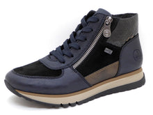 Afbeelding in Gallery-weergave laden, 172-79-006 Dames Hoge Schoenen Boot Plat Rieker 49040-14 Donkerblauw Wijdte H (3736)

