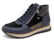 172-79-006 Dames Hoge Schoenen Boot Plat Rieker 49040-14 Donkerblauw Wijdte H (3736)
