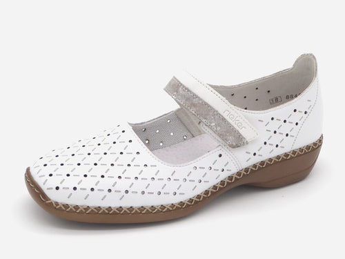 113-01-001 Dames Bandschoenen Mode Rieker 41389-80 Wit  (2289)