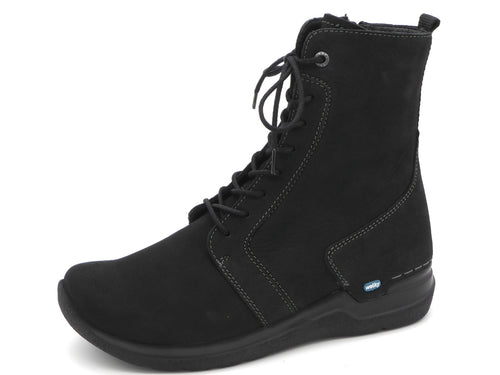 172-99-069 Dames Hoge Schoenen Boot Plat Wolky Viper HV 0663210-000 Zwart Combi  (3393)