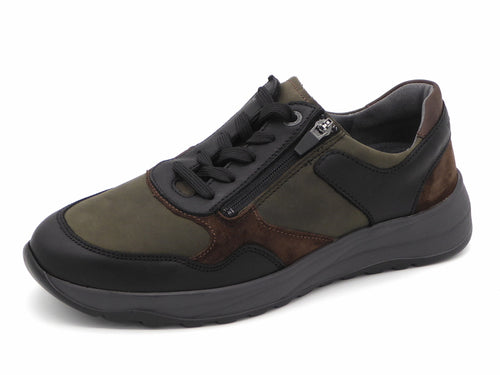 231-91-001 Heren Veterschoenen Comfort Waldlaufer 662001-411-673 Zwart Combi Wijdte K (3308)