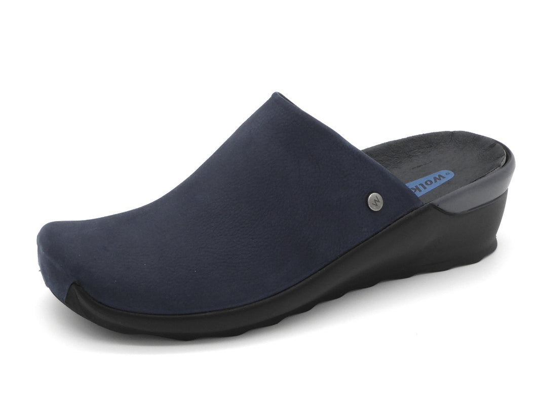 181-75-005 Dames Pantoffel-Muilen Leer Wolky Go 0257511-820 Middenblauw  (3378)