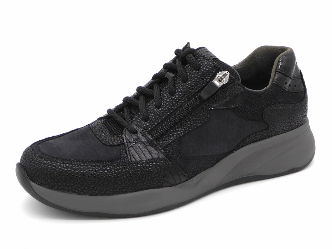 131-91-003 Dames Veterschoenen  Comfort Durea 6295-605-1227 Zwart Combi Wijdte H (3309)