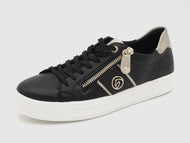 133-91-009 Dames Veterschoenen  Sneaker Remonte D0919-03 Zwart Combi Wijdte G (2956)