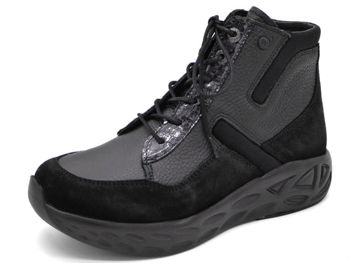 172-99-068 Dames Hoge Schoenen Boot Plat Wolky Leap 0570190-005 Zwart  (3391)