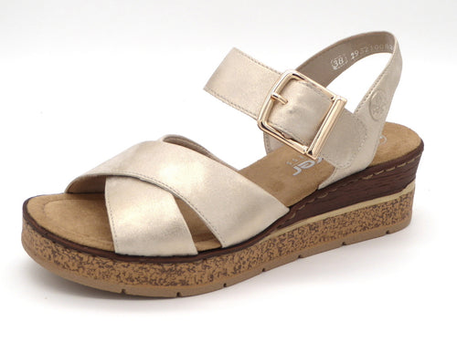 153-15-012 Dames Sandalen Mode Rieker 63795-60 Middenbeige  (2976)
