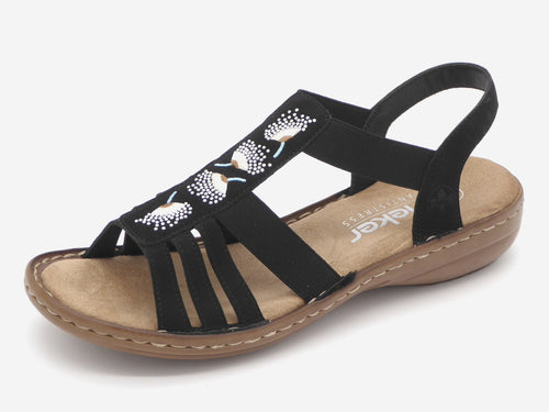 153-99-014 Dames Sandalen Mode Rieker 60875-00 Zwart  (2571)