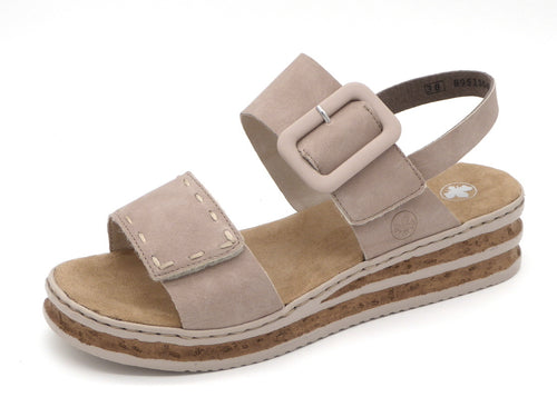 153-15-010 Dames Sandalen Mode Rieker 62950-62 Middenbeige  (2975)