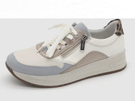 133-11-016 Dames Veterschoenen  Sneaker Rieker N8114-90 Lichtbeige Wijdte H (3546)