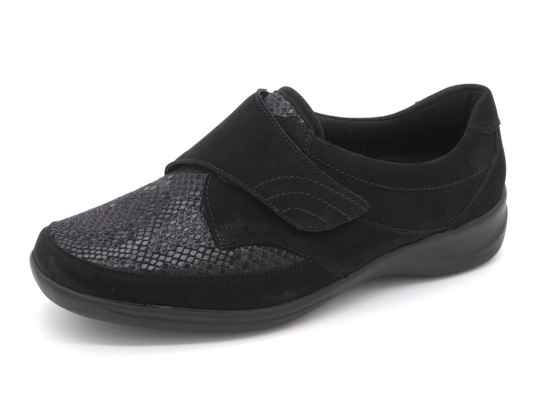 121-99-010 Dames Klittenband Schoenen Comfort Waldlaufer M54306-217-001 Zwart Wijdte M (3287)