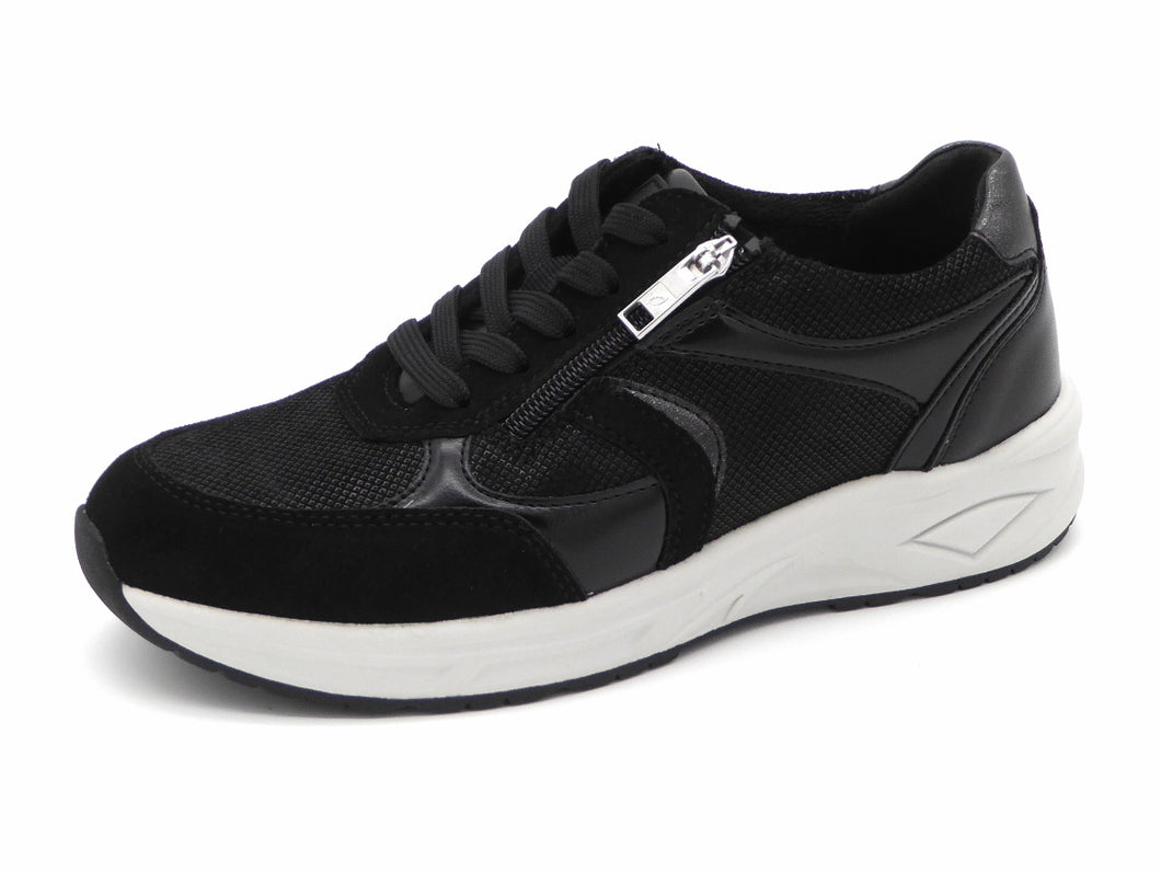 131-99-023 Dames Veterschoenen  Comfort Waldlaufer 703002-104-001 Zwart Wijdte H (3292)