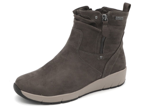 172-19-006 Dames Hoge Schoenen Boot Plat Jana 26497-231 Donkerbeige Wijdte H (3359)