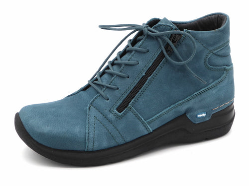 172-75-003 Dames Hoge Schoenen Boot Plat Wolky Why 0660611-880 Middenblauw  (3388)