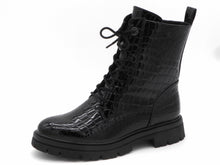 Afbeelding in Gallery-weergave laden, 172-95-017 Dames Hoge Schoenen Boot Plat Marco Tozzi 25207-068 Zwart Lak  (3719)
