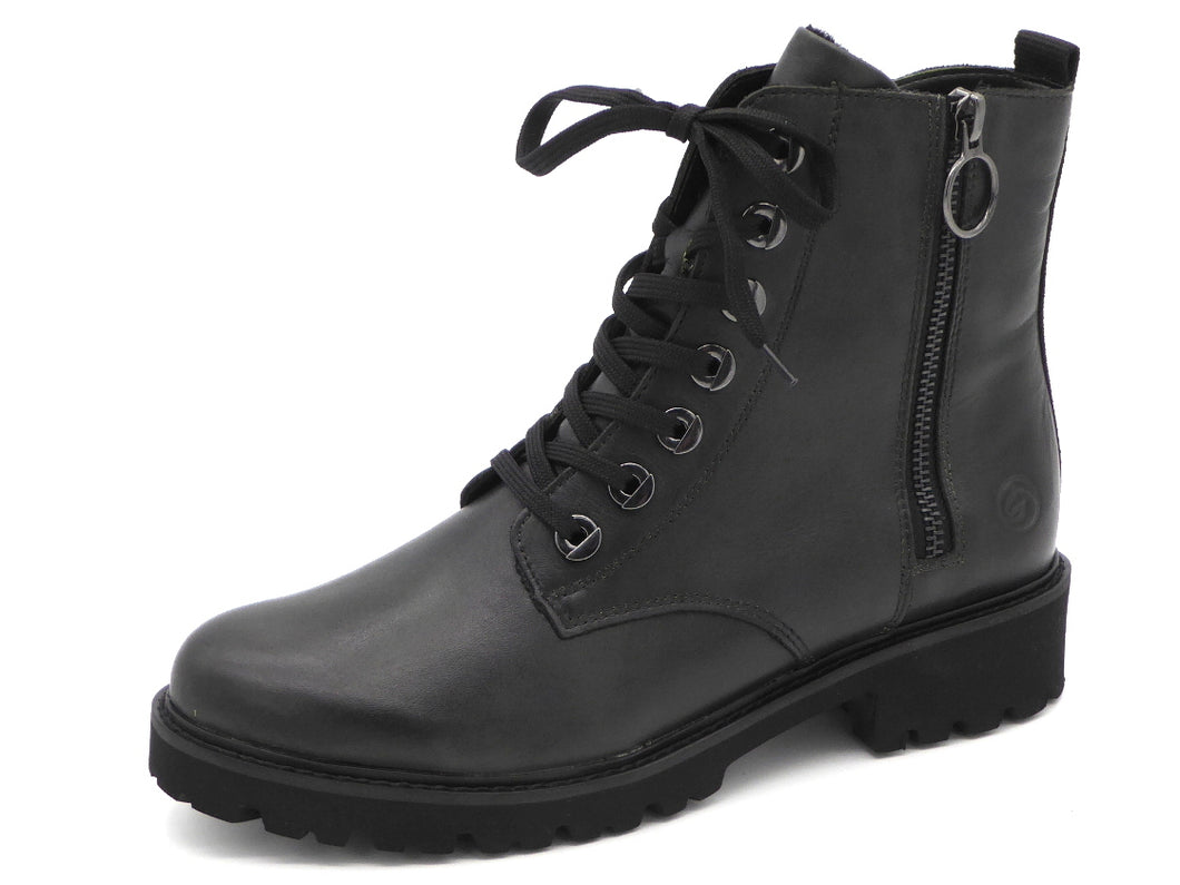 172-69-007 Dames Hoge Schoenen Boot Plat Remonte D8671-56 Donkergroen  (3340)
