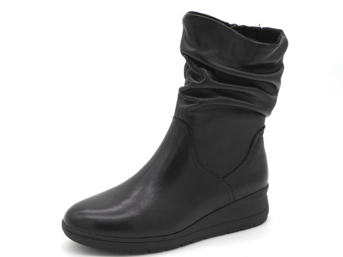 174-99-006 Dames Hoge Schoenen Laars Plat Jana 25721-001 Zwart Wijdte H (3355)