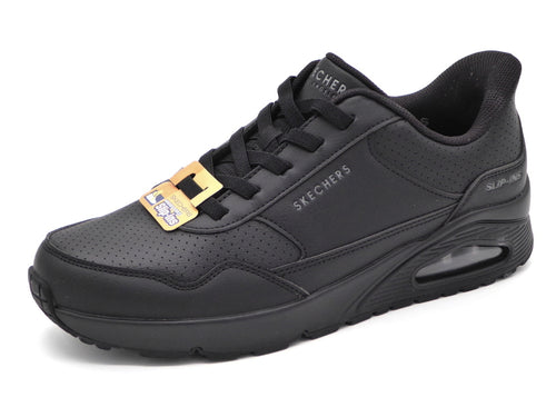 242-99-017 Heren Instappers Sportief Skechers Slip-Ins Uno Banksia Luxe 183023 BBK Zwart  (3454)