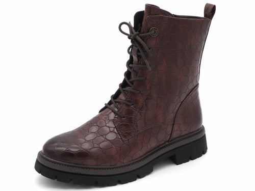 172-29-017 Dames Hoge Schoenen Boot Plat Marco Tozzi 25207-342 Donkerbruin  (3372)