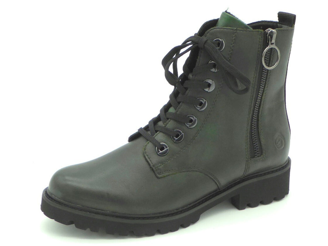 172-69-005 Dames Hoge Schoenen Boot Plat Remonte D8671-55 Donkergroen  (2780)