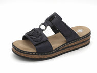 163-79-006 Dames Open Slippers Mode Rieker 62936-14 Donkerblauw  (3561)