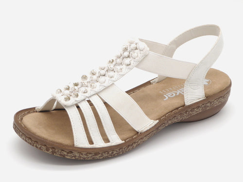 153-11-008 Dames Sandalen Mode Rieker 62809-60 Lichtbeige  (2569)