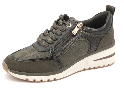 133-69-003 Dames Veterschoenen  Sneaker Marco Tozzi 23767-726 Donkergroen  (3366)